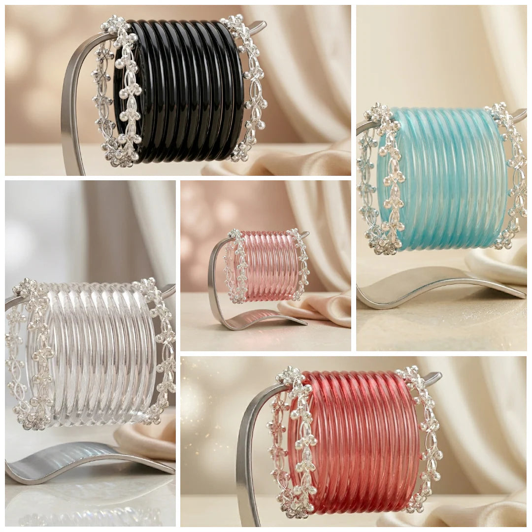 Transparent Glass Bangles with Ghungroo Charm