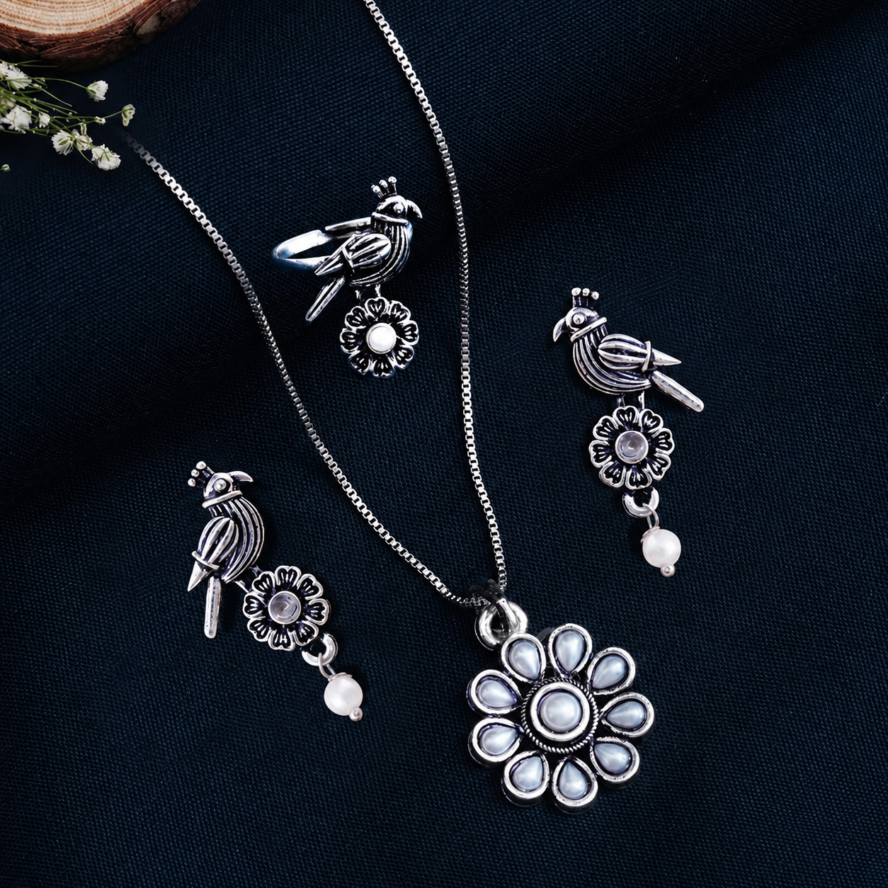 Exclusive Jewelry Box of 3 Matching Sets - Earrings, Necklace and Rings