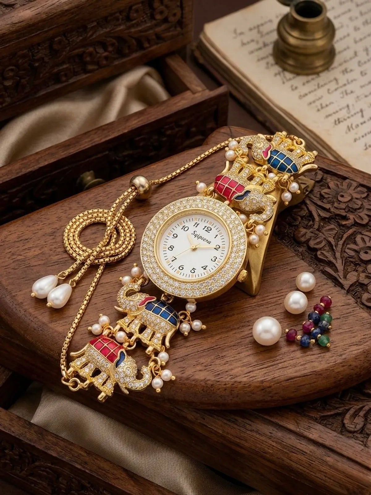 Gajraj Heritage Meenakari Watch - Handcrafted Elephant Motif Royal Bracelet Watch | Kashmiri Watch