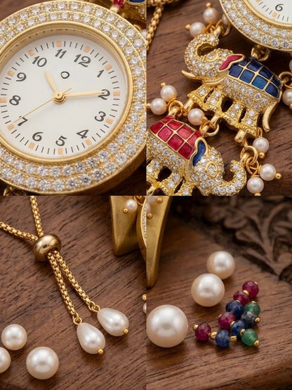 Gajraj Heritage Meenakari Watch - Handcrafted Elephant Motif Royal Bracelet Watch | Kashmiri Watch