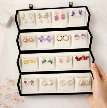Royal Red Jhumka Box of 12 Earrings with Jaipuri Cut Stoned Bracelet and Shahi Sandesh Patra
